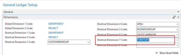 Territory Shortcut Dimension Example