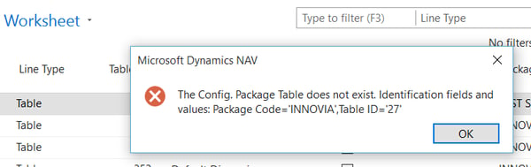 Config Package Table does not exist error