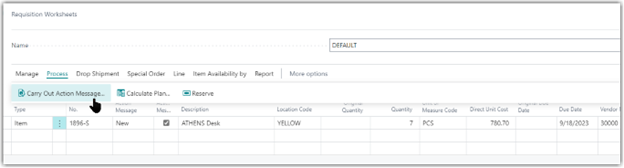 Business Central Special Order Linked Purchase Order