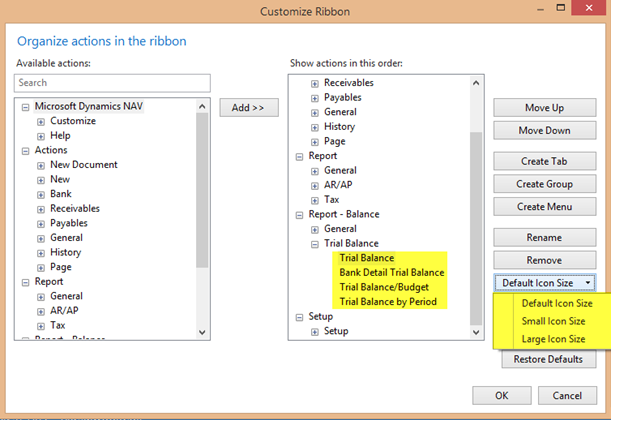 customize profiles dynamics nav 7