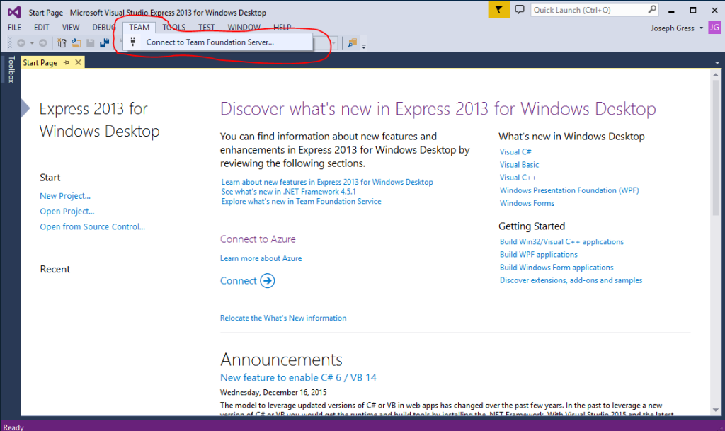 Initial Setup for Using Team Foundation Server in the Cloud for Managing Dynamics NAV Source Code 10