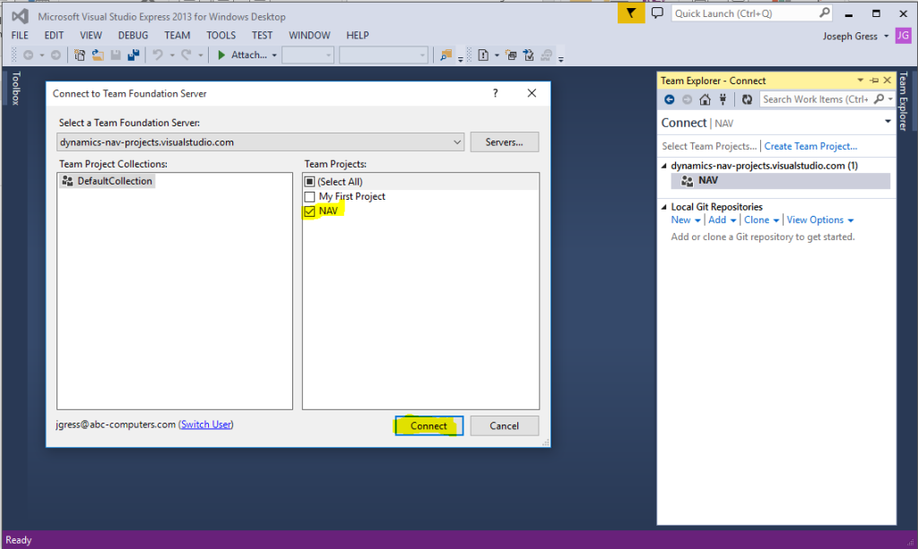 Initial Setup for Using Team Foundation Server in the Cloud for Managing Dynamics NAV Source Code 12