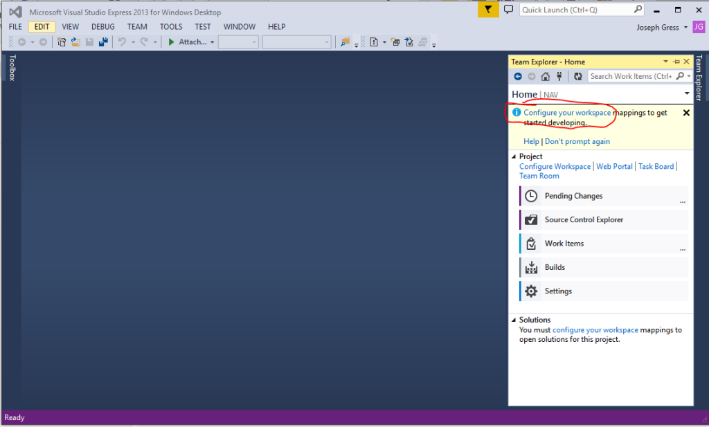 Initial Setup for Using Team Foundation Server in the Cloud for Managing Dynamics NAV Source Code 14