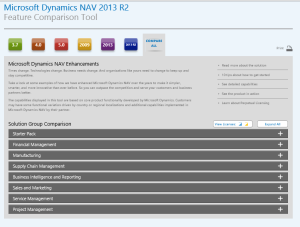 Microsoft Dynamics NAV 2013 R2 Feature Comparison Tool