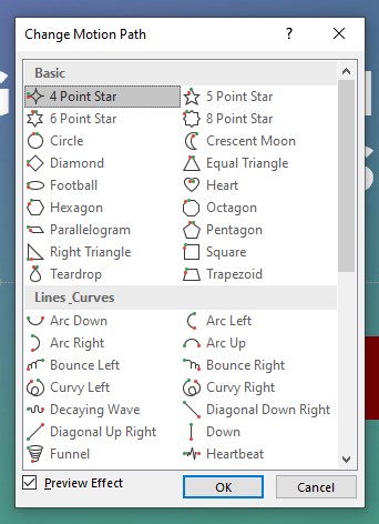 More Motion Paths Menu