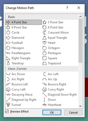 More Motion Paths Menu