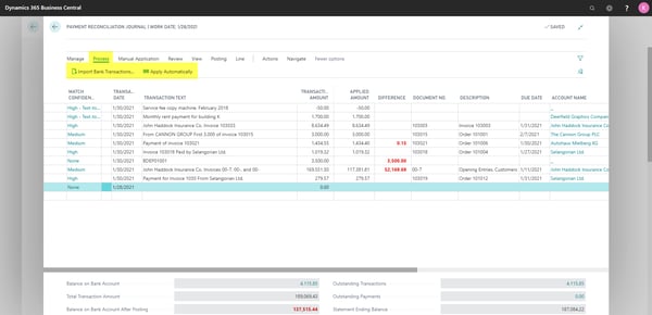 Payment Reconciliation Business Central