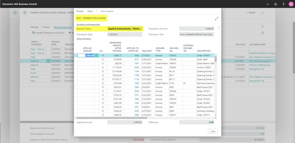 Payment Application Business Central