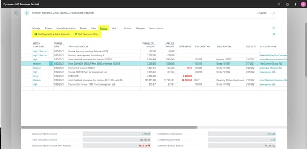 Payment Reconciliation Business Central