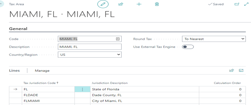 Tax Area in Business Central