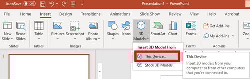 insert custom 3d model object