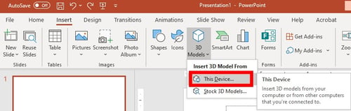 insert custom 3d model object