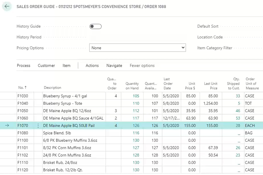 Order Guide Management in Business Central