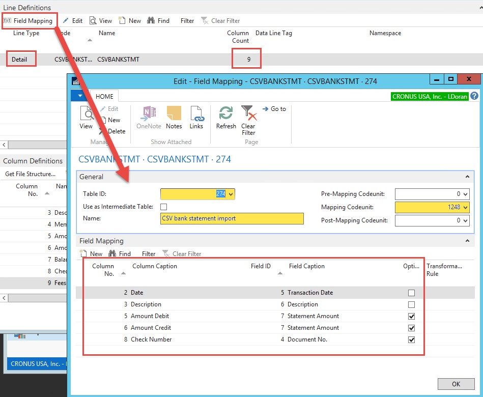 Update the Line Definitions tab